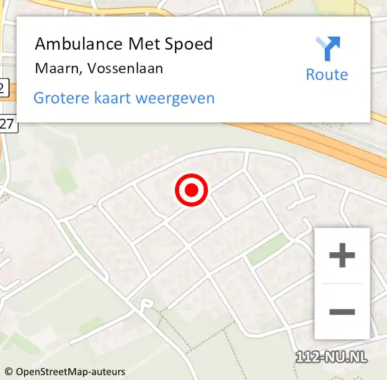 Locatie op kaart van de 112 melding: Ambulance Met Spoed Naar Maarn, Vossenlaan op 22 juli 2014 10:41