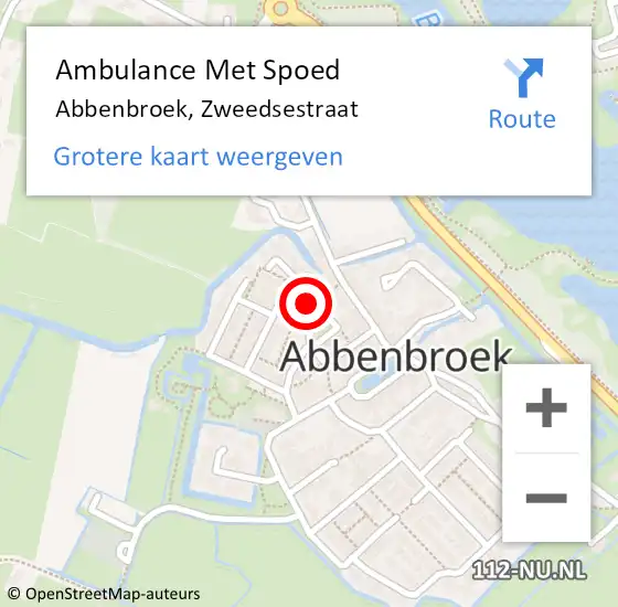 Locatie op kaart van de 112 melding: Ambulance Met Spoed Naar Abbenbroek, Zweedsestraat op 5 juli 2022 10:42