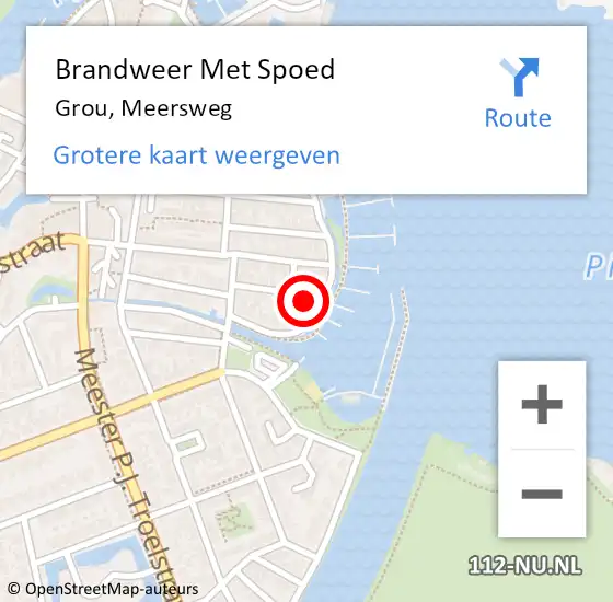 Locatie op kaart van de 112 melding: Brandweer Met Spoed Naar Grou, Meersweg op 5 juli 2022 11:00