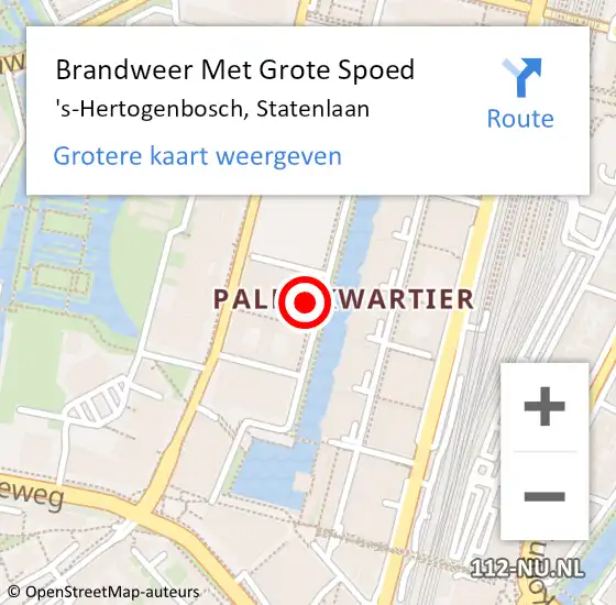 Locatie op kaart van de 112 melding: Brandweer Met Grote Spoed Naar 's-Hertogenbosch, Statenlaan op 5 juli 2022 11:06