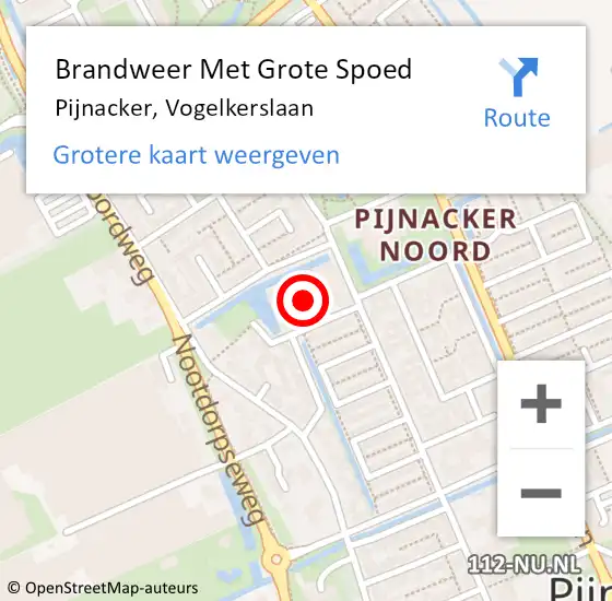 Locatie op kaart van de 112 melding: Brandweer Met Grote Spoed Naar Pijnacker, Vogelkerslaan op 5 juli 2022 11:14