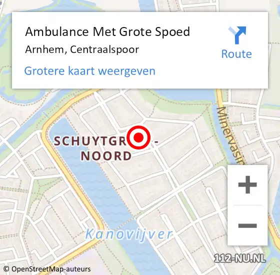 Locatie op kaart van de 112 melding: Ambulance Met Grote Spoed Naar Arnhem, Centraalspoor op 5 juli 2022 11:17