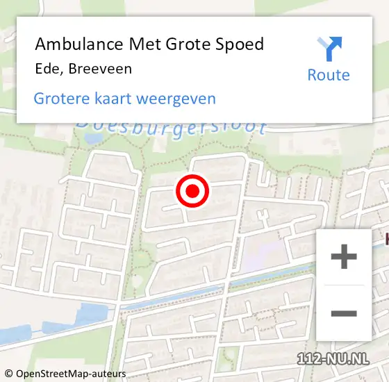 Locatie op kaart van de 112 melding: Ambulance Met Grote Spoed Naar Ede, Breeveen op 5 juli 2022 11:39