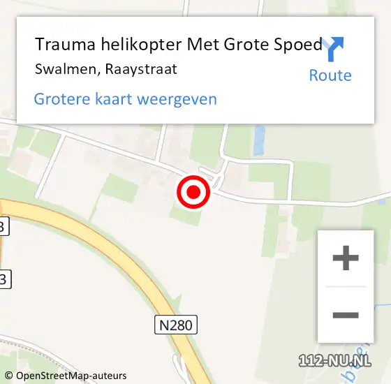 Locatie op kaart van de 112 melding: Trauma helikopter Met Grote Spoed Naar Swalmen, Raaystraat op 5 juli 2022 11:40