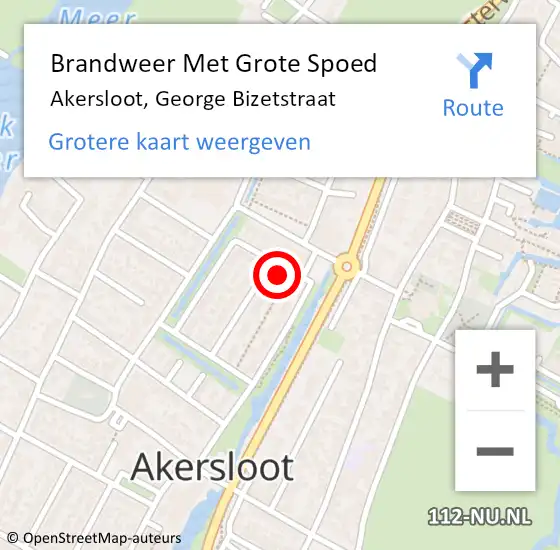 Locatie op kaart van de 112 melding: Brandweer Met Grote Spoed Naar Akersloot, George Bizetstraat op 5 juli 2022 11:42