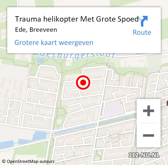 Locatie op kaart van de 112 melding: Trauma helikopter Met Grote Spoed Naar Ede, Breeveen op 5 juli 2022 11:42