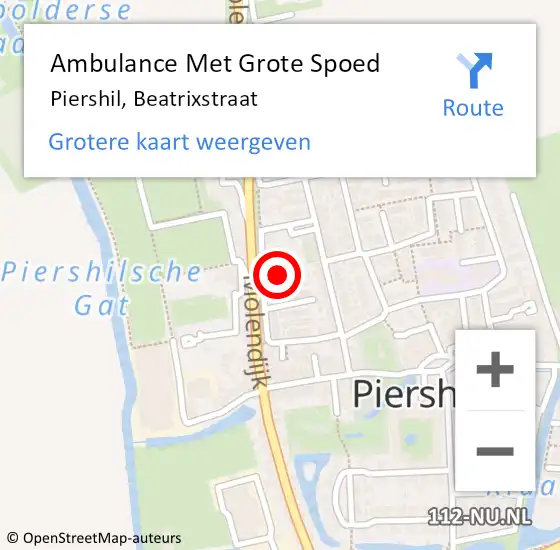 Locatie op kaart van de 112 melding: Ambulance Met Grote Spoed Naar Piershil, Beatrixstraat op 5 juli 2022 12:16