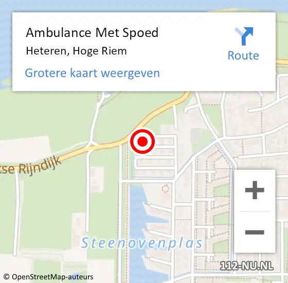 Locatie op kaart van de 112 melding: Ambulance Met Spoed Naar Heteren, Hoge Riem op 5 juli 2022 12:18