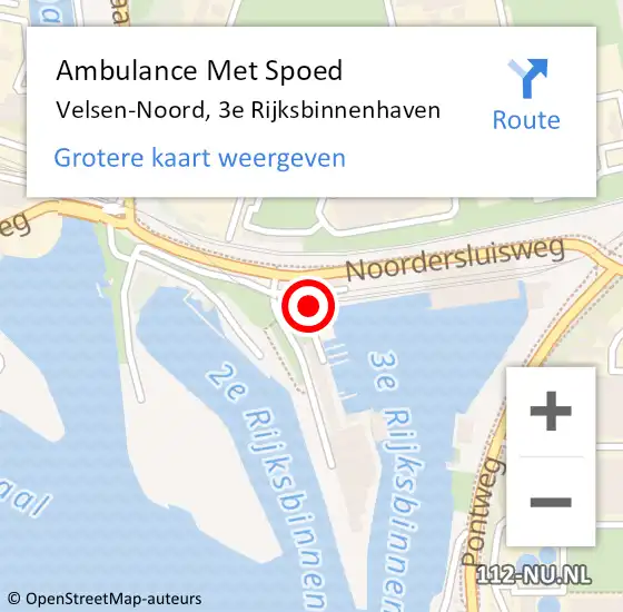 Locatie op kaart van de 112 melding: Ambulance Met Spoed Naar Velsen-Noord, 3e Rijksbinnenhaven op 5 juli 2022 12:33