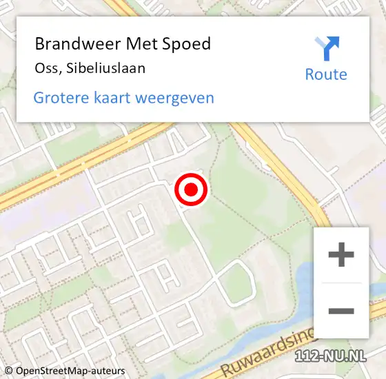 Locatie op kaart van de 112 melding: Brandweer Met Spoed Naar Oss, Sibeliuslaan op 5 juli 2022 12:43