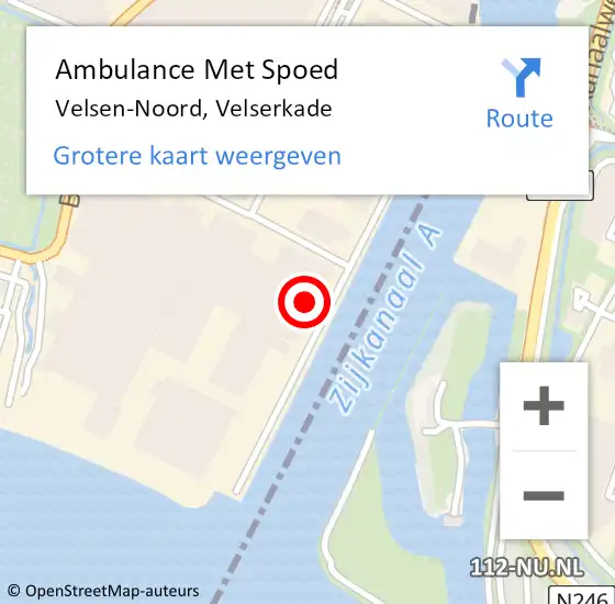 Locatie op kaart van de 112 melding: Ambulance Met Spoed Naar Velsen-Noord, Velserkade op 5 juli 2022 12:56