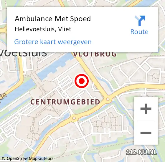 Locatie op kaart van de 112 melding: Ambulance Met Spoed Naar Hellevoetsluis, Vliet op 5 juli 2022 12:57