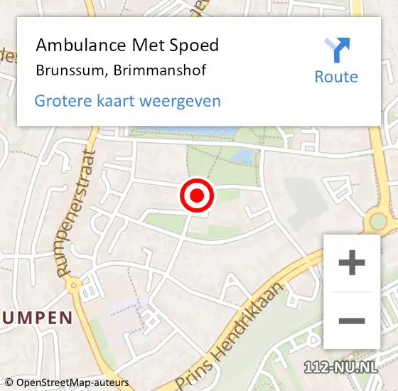 Locatie op kaart van de 112 melding: Ambulance Met Spoed Naar Brunssum, Brimmanshof op 22 juli 2014 10:55