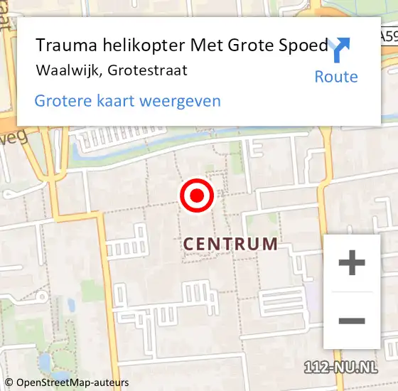 Locatie op kaart van de 112 melding: Trauma helikopter Met Grote Spoed Naar Waalwijk, Grotestraat op 5 juli 2022 13:08