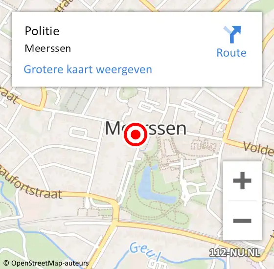 Locatie op kaart van de 112 melding: Politie Meerssen op 5 juli 2022 13:23