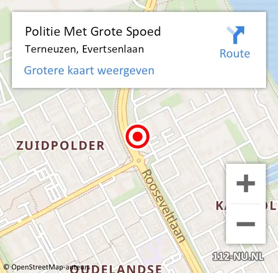 Locatie op kaart van de 112 melding: Politie Met Grote Spoed Naar Terneuzen, Evertsenlaan op 5 juli 2022 13:47