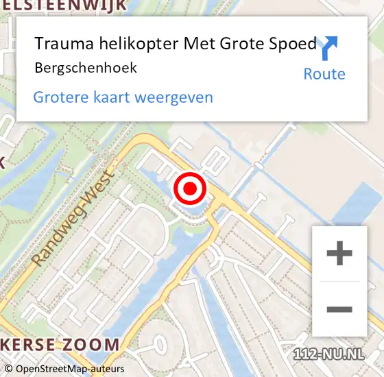 Locatie op kaart van de 112 melding: Trauma helikopter Met Grote Spoed Naar Bergschenhoek op 5 juli 2022 13:49