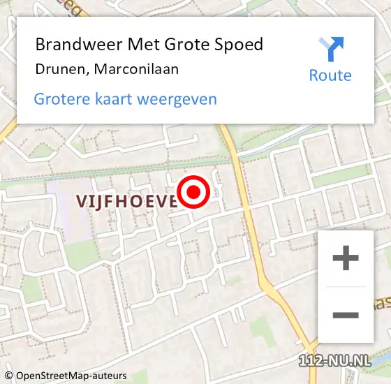 Locatie op kaart van de 112 melding: Brandweer Met Grote Spoed Naar Drunen, Marconilaan op 5 juli 2022 13:50