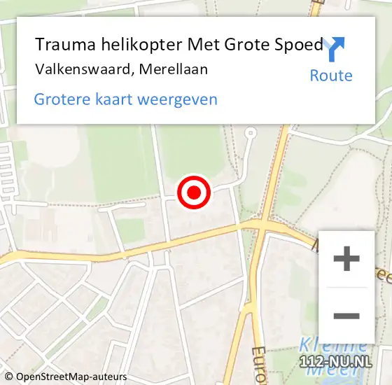Locatie op kaart van de 112 melding: Trauma helikopter Met Grote Spoed Naar Valkenswaard, Merellaan op 5 juli 2022 13:54