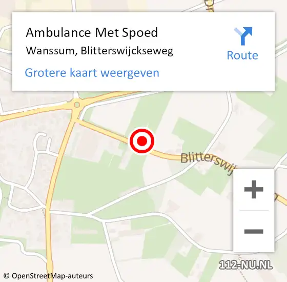 Locatie op kaart van de 112 melding: Ambulance Met Spoed Naar Wanssum, Blitterswijckseweg op 22 juli 2014 11:04