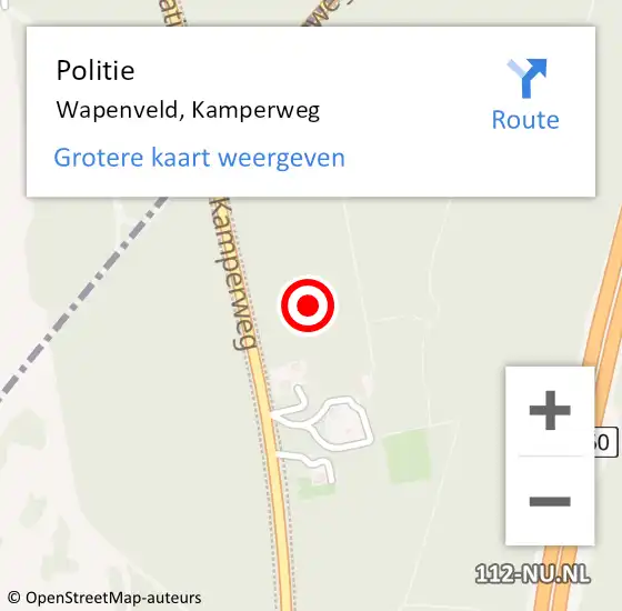 Locatie op kaart van de 112 melding: Politie Wapenveld, Kamperweg op 5 juli 2022 14:00