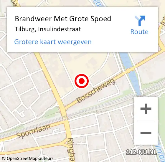 Locatie op kaart van de 112 melding: Brandweer Met Grote Spoed Naar Tilburg, Insulindestraat op 5 juli 2022 14:02