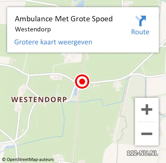 Locatie op kaart van de 112 melding: Ambulance Met Grote Spoed Naar Westendorp op 5 juli 2022 14:16
