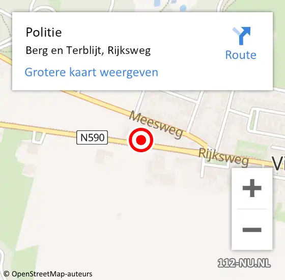 Locatie op kaart van de 112 melding: Politie Berg en Terblijt, Rijksweg op 5 juli 2022 14:37