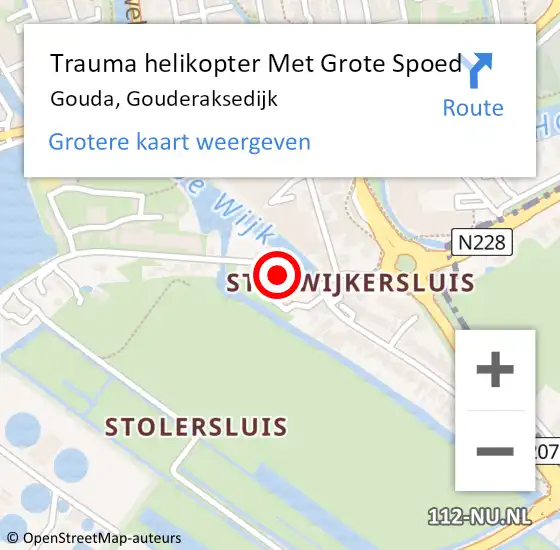 Locatie op kaart van de 112 melding: Trauma helikopter Met Grote Spoed Naar Gouda, Gouderaksedijk op 5 juli 2022 14:37