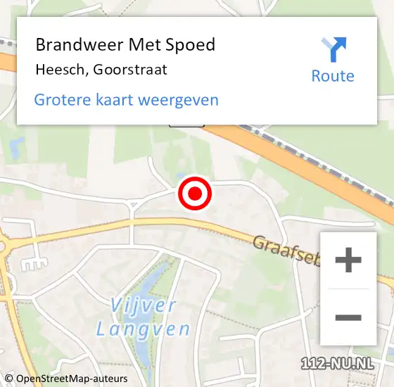 Locatie op kaart van de 112 melding: Brandweer Met Spoed Naar Heesch, Goorstraat op 5 juli 2022 14:45