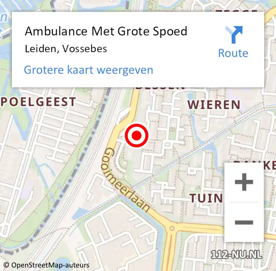 Locatie op kaart van de 112 melding: Ambulance Met Grote Spoed Naar Leiden, Vossebes op 5 juli 2022 15:17