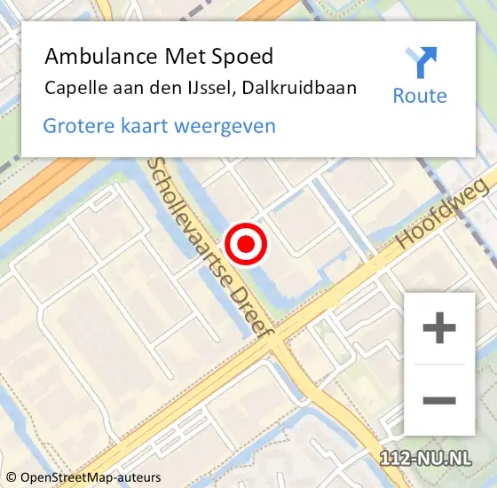 Locatie op kaart van de 112 melding: Ambulance Met Spoed Naar Capelle aan den IJssel, Dalkruidbaan op 5 juli 2022 15:25