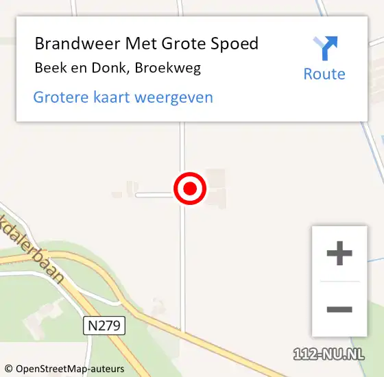 Locatie op kaart van de 112 melding: Brandweer Met Grote Spoed Naar Beek en Donk, Broekweg op 5 juli 2022 15:33