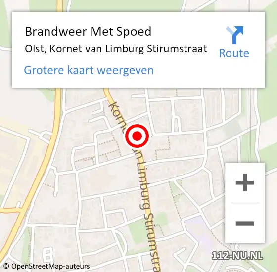 Locatie op kaart van de 112 melding: Brandweer Met Spoed Naar Olst, Kornet van Limburg Stirumstraat op 5 juli 2022 15:46