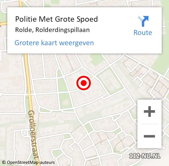 Locatie op kaart van de 112 melding: Politie Met Grote Spoed Naar Rolde, Rolderdingspillaan op 5 juli 2022 15:50