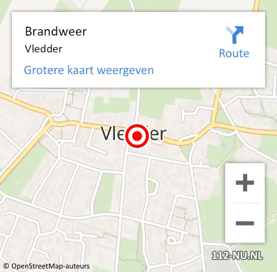 Locatie op kaart van de 112 melding: Brandweer Vledder op 5 juli 2022 15:59