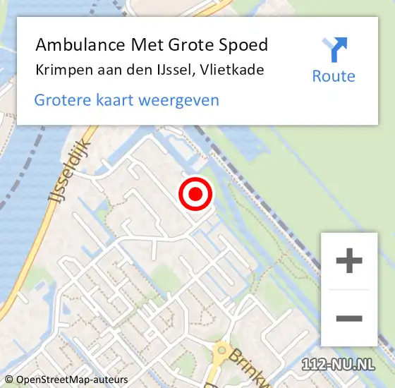 Locatie op kaart van de 112 melding: Ambulance Met Grote Spoed Naar Krimpen aan den IJssel, Vlietkade op 5 juli 2022 16:00