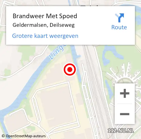 Locatie op kaart van de 112 melding: Brandweer Met Spoed Naar Geldermalsen, Deilseweg op 5 juli 2022 16:04