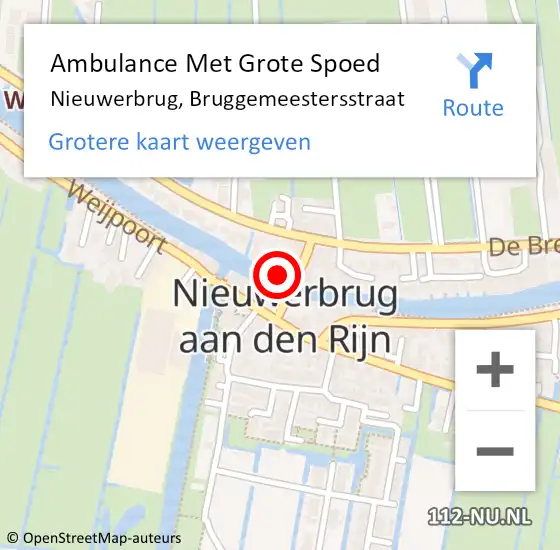 Locatie op kaart van de 112 melding: Ambulance Met Grote Spoed Naar Nieuwerbrug, Bruggemeestersstraat op 22 juli 2014 11:19