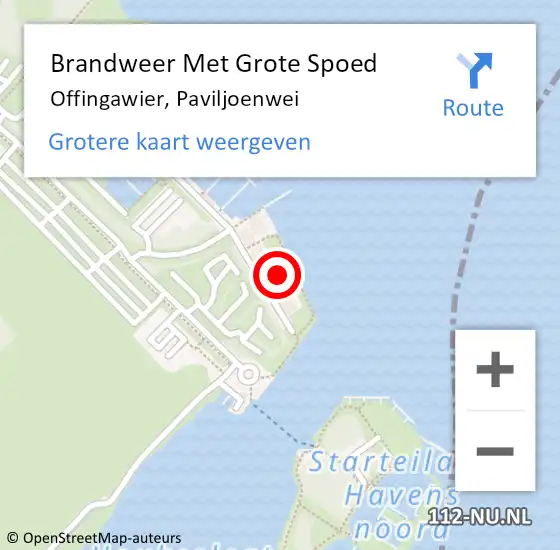 Locatie op kaart van de 112 melding: Brandweer Met Grote Spoed Naar Offingawier, Paviljoenwei op 5 juli 2022 16:17