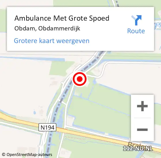 Locatie op kaart van de 112 melding: Ambulance Met Grote Spoed Naar Obdam, Obdammerdijk op 5 juli 2022 16:21