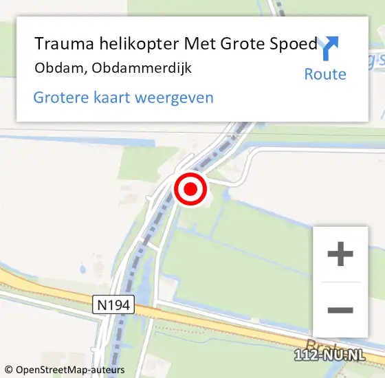 Locatie op kaart van de 112 melding: Trauma helikopter Met Grote Spoed Naar Obdam, Obdammerdijk op 5 juli 2022 16:25