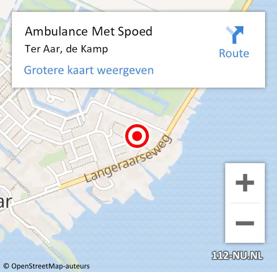 Locatie op kaart van de 112 melding: Ambulance Met Spoed Naar Ter Aar, de Kamp op 5 juli 2022 16:39