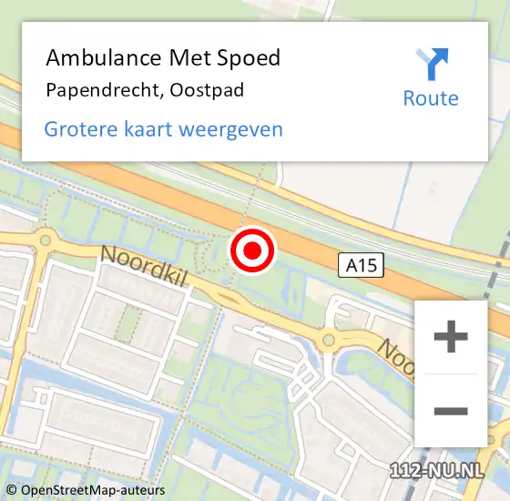 Locatie op kaart van de 112 melding: Ambulance Met Spoed Naar Papendrecht, Oostpad op 5 juli 2022 16:40