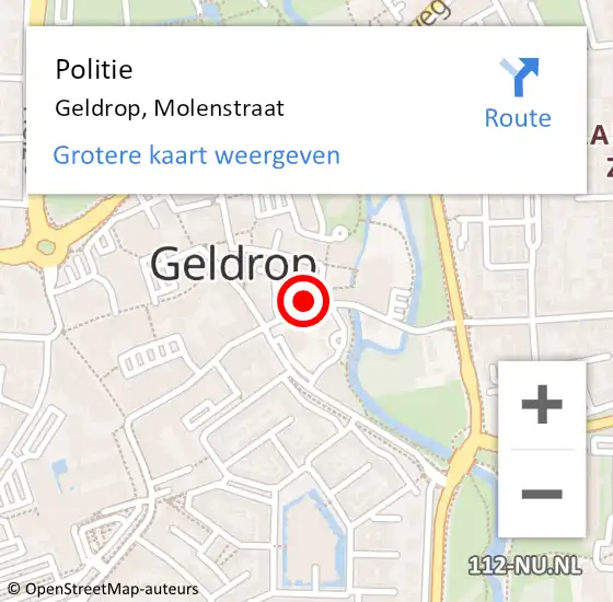 Locatie op kaart van de 112 melding: Politie Geldrop, Molenstraat op 5 juli 2022 17:14