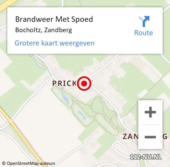 Locatie op kaart van de 112 melding: Brandweer Met Spoed Naar Bocholtz, Zandberg op 5 juli 2022 17:37