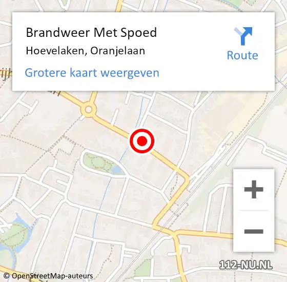 Locatie op kaart van de 112 melding: Brandweer Met Spoed Naar Hoevelaken, Oranjelaan op 5 juli 2022 18:03