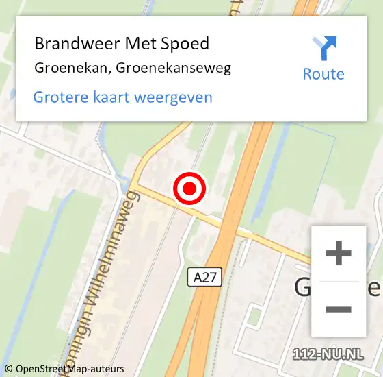 Locatie op kaart van de 112 melding: Brandweer Met Spoed Naar Groenekan, Groenekanseweg op 5 juli 2022 18:15