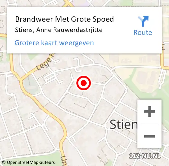 Locatie op kaart van de 112 melding: Brandweer Met Grote Spoed Naar Stiens, Anne Rauwerdastrjitte op 5 juli 2022 18:40