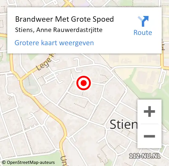 Locatie op kaart van de 112 melding: Brandweer Met Grote Spoed Naar Stiens, Anne Rauwerdastrjitte op 5 juli 2022 18:49